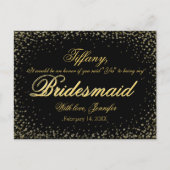 Wil je mijn bruidsmeisje zijn? Golden Glitter Nigh Uitnodiging Briefkaart (Voorkant)