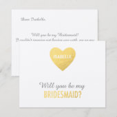 Wil je mijn bruidsmeisje zijn, gouden hart sjabloo kaart (Voorkant / Achterkant)