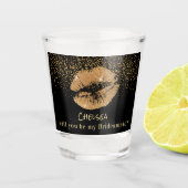 Wil je mijn bruidsmeisje zijn - Gouden Lippen Shot Glas (Voorkant)
