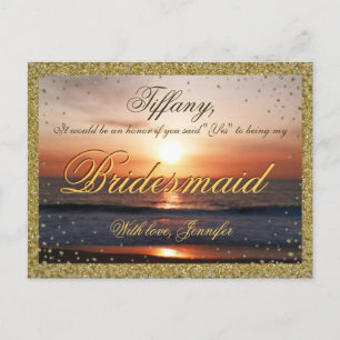 Wil je mijn bruidsmeisje zijn? Gouden Zand / Zonso Uitnodiging Briefkaart