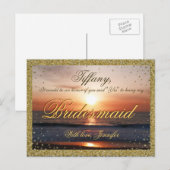 Wil je mijn bruidsmeisje zijn? Gouden Zand / Zonso Uitnodiging Briefkaart (Voorkant / Achterkant)