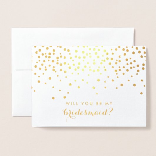 Wil je mijn bruidsmeisje zijn | goudfolie-Confetti Folie Kaarten (Voorkant met envelop)
