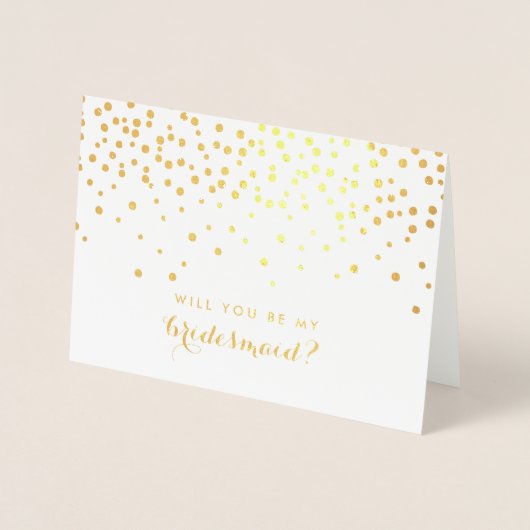 Wil je mijn bruidsmeisje zijn | goudfolie-Confetti Folie Kaarten (Voorkant)