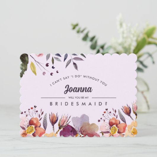 Wil je mijn bruidsmeisje zijn? Herfst bloemen prui Kaart (Staand voorkant)