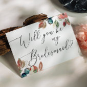 Wil je mijn bruidsmeisje zijn. Herfst bloemenbruil Uitnodiging Briefkaart