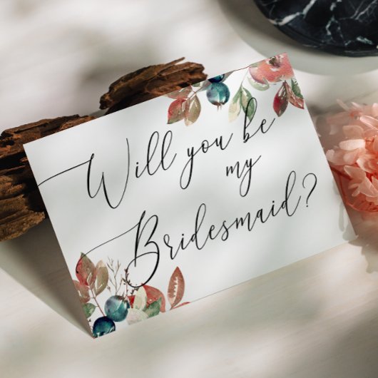 Wil je mijn bruidsmeisje zijn. Herfst bloemenbruil Uitnodiging Briefkaart