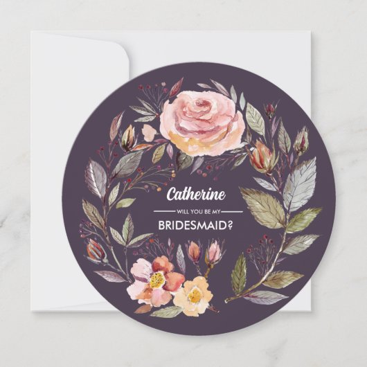 Wil je mijn bruidsmeisje zijn? Herfst Bloemkrans Kaart (Voorkant)