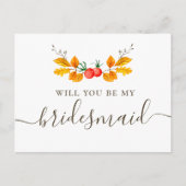 Wil je mijn bruidsmeisje zijn. Herfst botanisch ge Briefkaart (Voorkant)