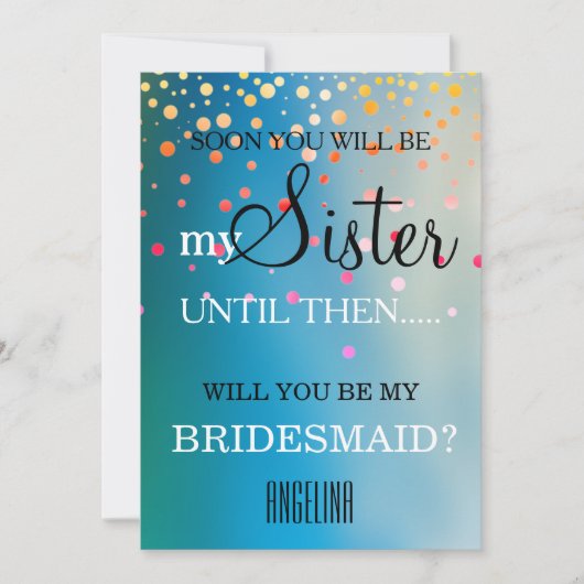Wil je mijn bruidsmeisje zijn? kaart (Voorkant)