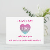 Wil je mijn bruidsmeisje zijn? kaart (Staand voorkant)