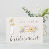 Wil Je Mijn Bruidsmeisje Zijn Kaarten Met Roze Blo (Staand voorkant)