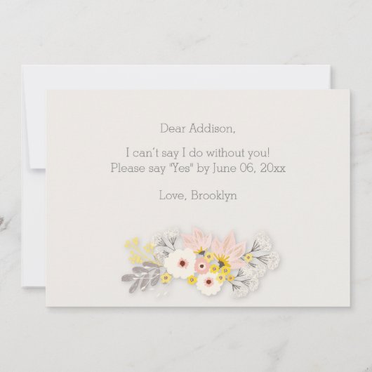 Wil Je Mijn Bruidsmeisje Zijn Kaarten Met Roze Blo (Achterkant)