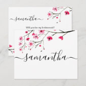 Wil je mijn bruidsmeisje zijn Kersenbloesem bruilo Kaart (Voorkant / Achterkant)