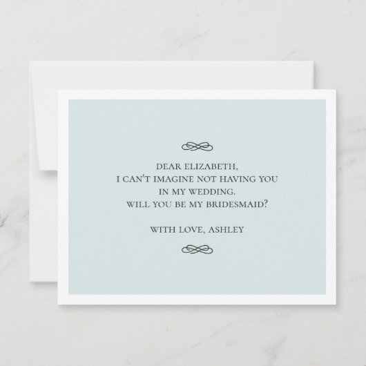 Wil je mijn bruidsmeisje zijn. Klassiek grijs en b Kaart (Achterkant)