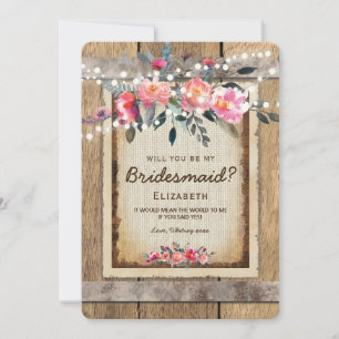 Wil je mijn bruidsmeisje zijn?   Landelijke bloeme Kaart