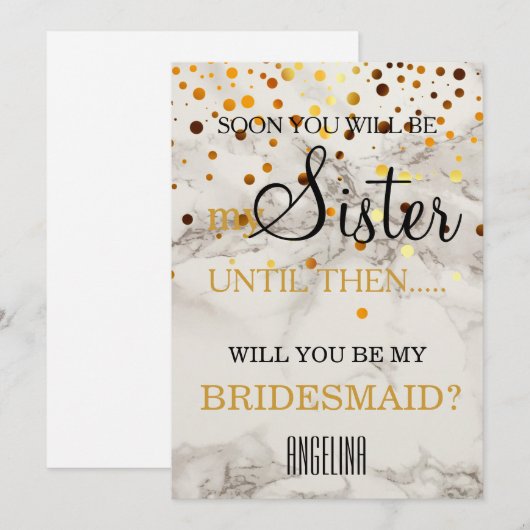 Wil je mijn bruidsmeisje zijn? Marmeren achtergron Kaart (Voorkant / Achterkant)
