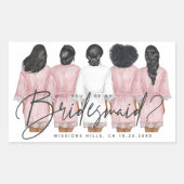Wil je mijn bruidsmeisje zijn? Meisjes in badjasse Rechthoekige Sticker (Voorkant)