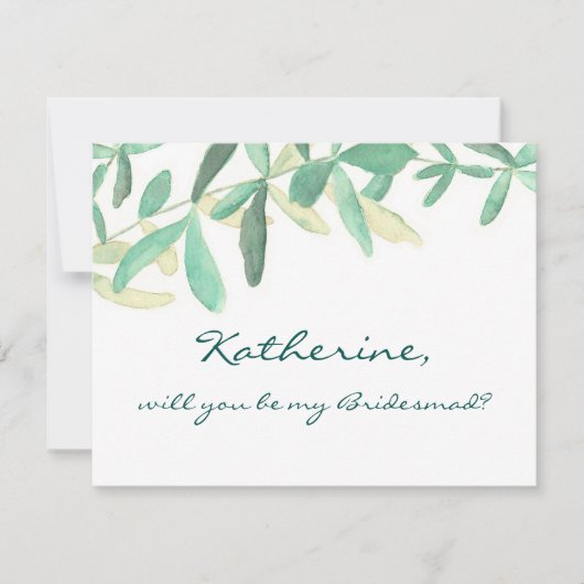 Wil je mijn bruidsmeisje zijn Modern Botanical? Kaart (Voorkant)