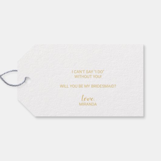 Wil Je Mijn Bruidsmeisje Zijn? Modern Schrift Goud Cadeaulabel (Achterkant Horizontaal)