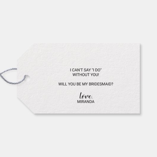Wil je mijn bruidsmeisje zijn? Modern Script Gift Cadeaulabel (Achterkant Horizontaal)