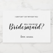 Wil je mijn bruidsmeisje zijn? Modern script Sparkling Wijnetiket (Enkel label)