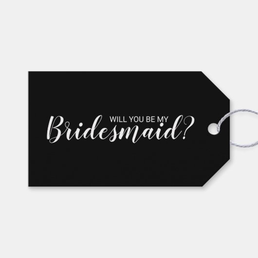 Wil je mijn bruidsmeisje zijn? Modern Script Zwart Cadeaulabel (Voorkant (Horizontaal))