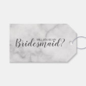 Wil je mijn bruidsmeisje zijn? Modern wit marmer Cadeaulabel (Voorkant (Horizontaal))