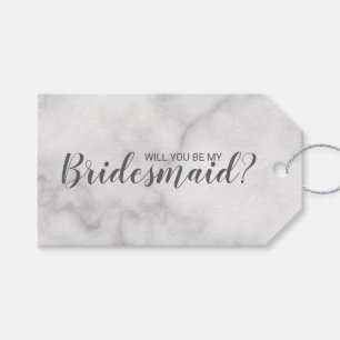 Wil je mijn bruidsmeisje zijn? Modern wit marmer Cadeaulabel