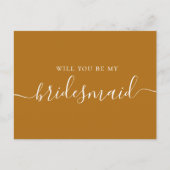Wil je mijn bruidsmeisje zijn. Mosterd herfst scri Uitnodiging Briefkaart (Voorkant)