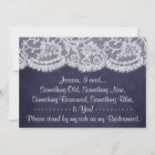 Wil je mijn bruidsmeisje zijn? Navy schoolbord & k Kaart (Achterkant)