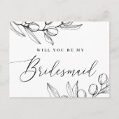 Wil je mijn bruidsmeisje zijn | Olive Elegant Scri Briefkaart (Voorkant)