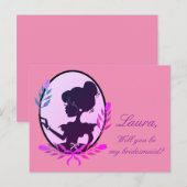 Wil je mijn bruidsmeisje zijn? Paars Uitnodiging Briefkaart (Voorkant / Achterkant)