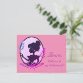 Wil je mijn bruidsmeisje zijn? Paars Uitnodiging Briefkaart (Staand voorkant)