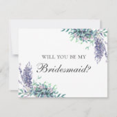 Wil je mijn bruidsmeisje zijn. Paarse bloem. Laven Kaart (Voorkant)