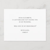 Wil je mijn bruidsmeisje zijn. Paarse en blauwe br Uitnodiging Briefkaart (Achterkant)