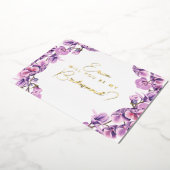 Wil je mijn bruidsmeisje zijn? paarse orchidee folie uitnodiging (Gedraaid)