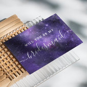 Wil je mijn bruidsmeisje zijn. Paarse ruimte bruil Uitnodiging Briefkaart