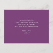 Wil je mijn bruidsmeisje zijn. Paarse violette blo Uitnodiging Briefkaart (Achterkant)
