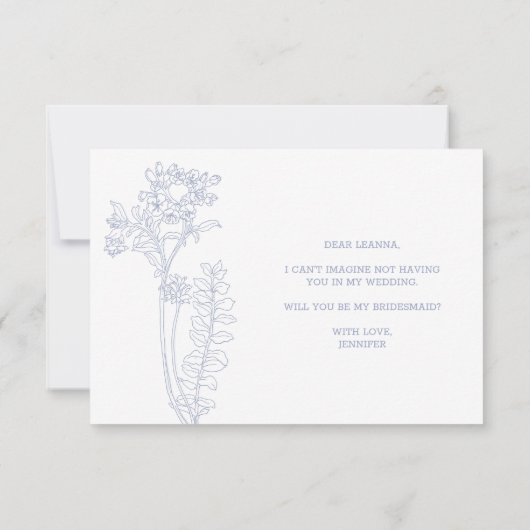 Wil je mijn bruidsmeisje zijn Periwinkle Flowers B (Achterkant)