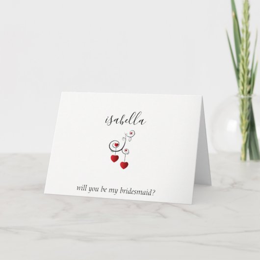 Wil je mijn bruidsmeisje zijn - Red Hearts (Voorkant)
