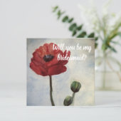 Wil je mijn bruidsmeisje zijn, Red Poppy kaart? Kaart (Staand voorkant)