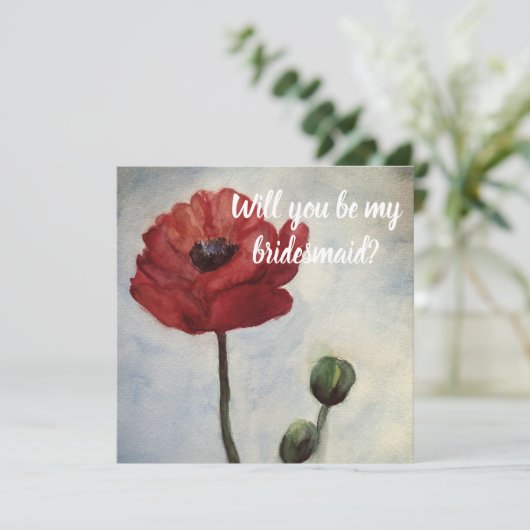 Wil je mijn bruidsmeisje zijn, Red Poppy kaart? Kaart (Staand voorkant)