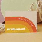 Wil je mijn bruidsmeisje zijn. Retro regenboog jar Briefkaart