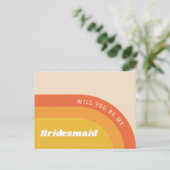 Wil je mijn bruidsmeisje zijn. Retro regenboog jar Briefkaart (Staand voorkant)