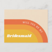 Wil je mijn bruidsmeisje zijn. Retro regenboog jar Briefkaart (Voorkant)