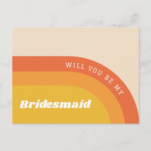 Wil je mijn bruidsmeisje zijn. Retro regenboog jar Briefkaart (Voorkant)