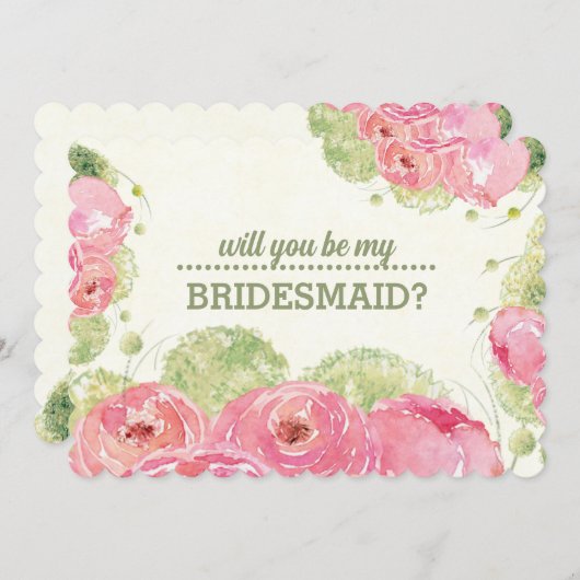 Wil je mijn bruidsmeisje zijn? Romantische Rozen Kaart (Voorkant / Achterkant)