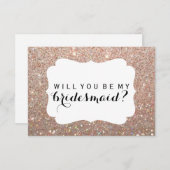 Wil je mijn bruidsmeisje zijn - Roos Gold Glitter Kaart (Voorkant / Achterkant)