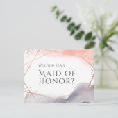 Wil je mijn bruidsmeisje zijn roos gouden geometri kaart (Staand voorkant)