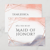 Wil je mijn bruidsmeisje zijn roos gouden geometri kaart (Voorkant / Achterkant)